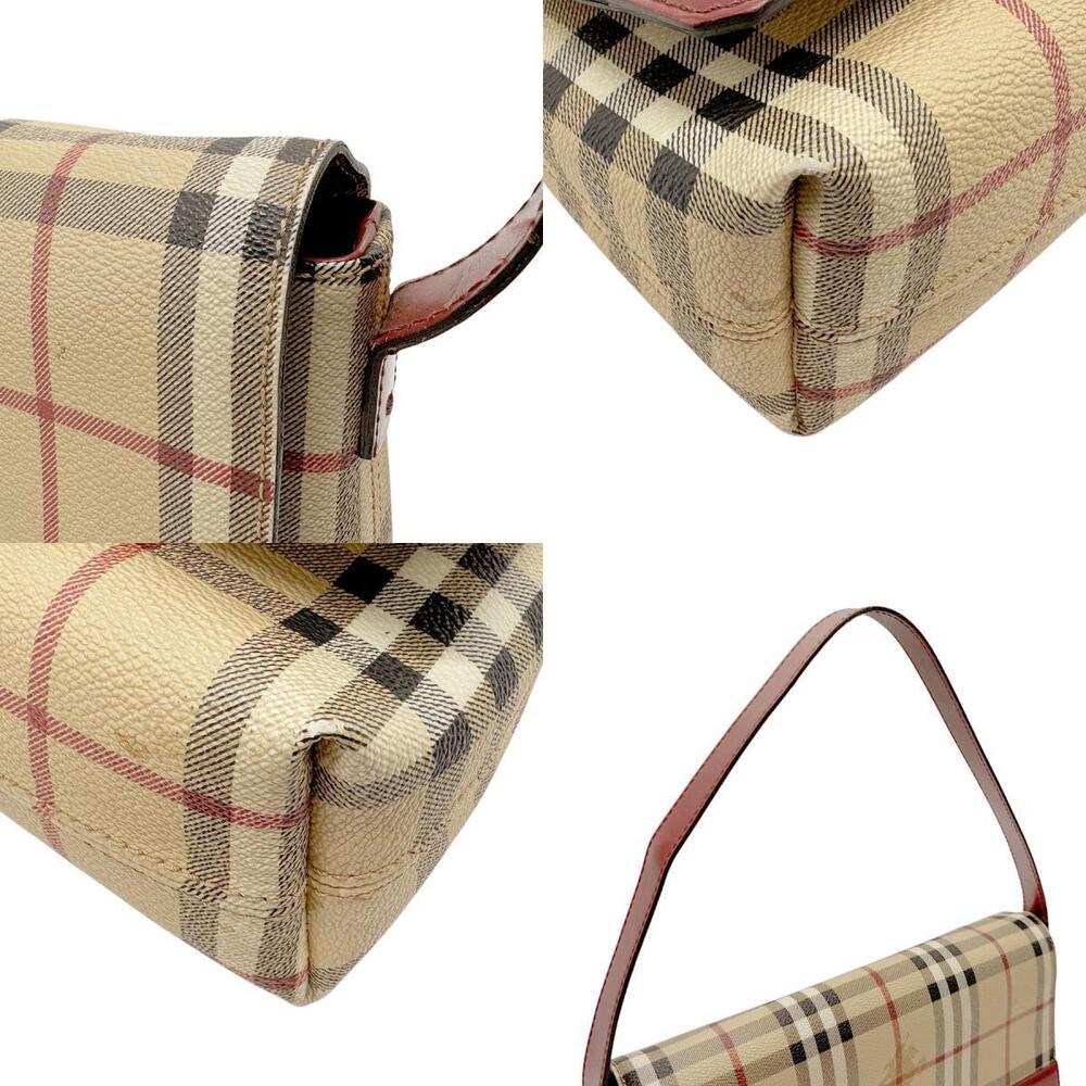 Burberry handbag coated canvas leather Beige Tan red - Picture 4 of 4